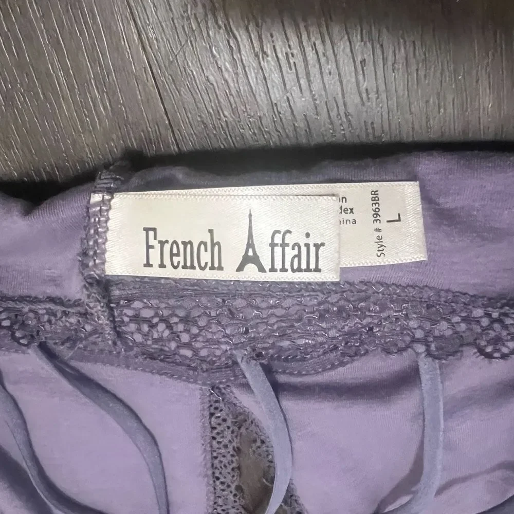 French Affair Purple Lace Trim Top